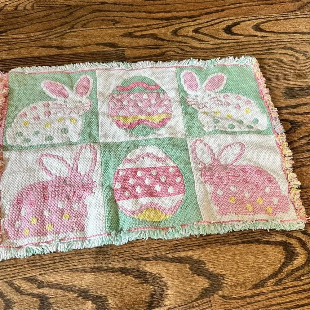 Vintage Easter Bunny Woven Placemats collectible - set of 2 placemats coquette